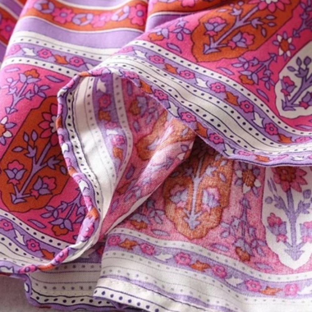 Sleeveless Tank Dress Boho Floral Gypsy Print Pink - Picture 7 of 9